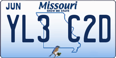 MO license plate YL3C2D