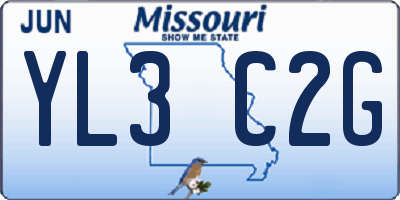 MO license plate YL3C2G