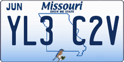 MO license plate YL3C2V