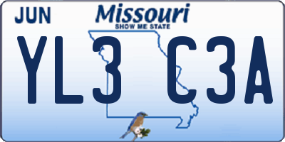 MO license plate YL3C3A