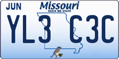 MO license plate YL3C3C