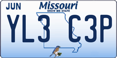 MO license plate YL3C3P