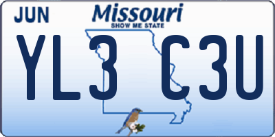 MO license plate YL3C3U