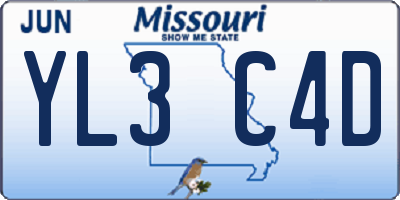 MO license plate YL3C4D