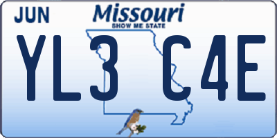 MO license plate YL3C4E