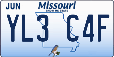 MO license plate YL3C4F