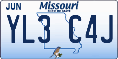 MO license plate YL3C4J