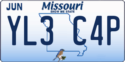 MO license plate YL3C4P