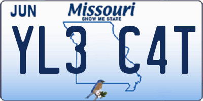 MO license plate YL3C4T