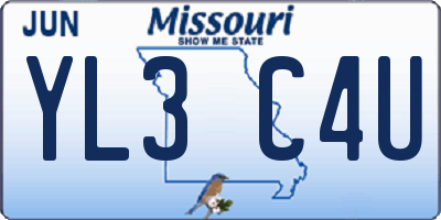 MO license plate YL3C4U