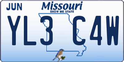 MO license plate YL3C4W