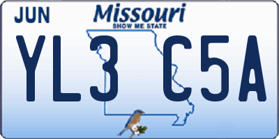 MO license plate YL3C5A