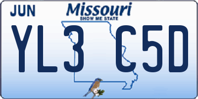 MO license plate YL3C5D