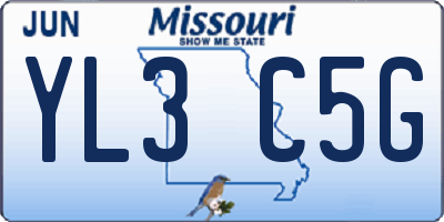 MO license plate YL3C5G
