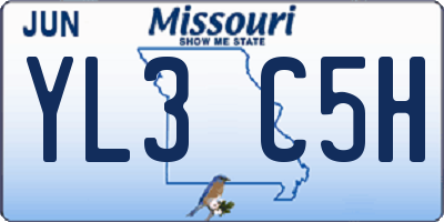 MO license plate YL3C5H