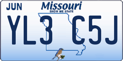 MO license plate YL3C5J
