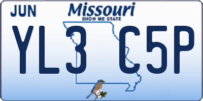 MO license plate YL3C5P