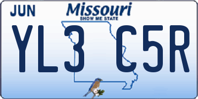 MO license plate YL3C5R