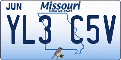 MO license plate YL3C5V