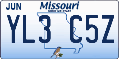 MO license plate YL3C5Z
