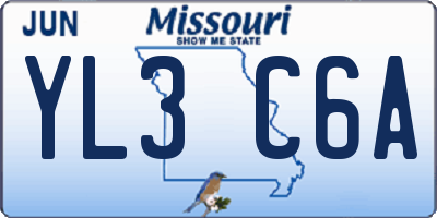 MO license plate YL3C6A