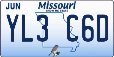 MO license plate YL3C6D