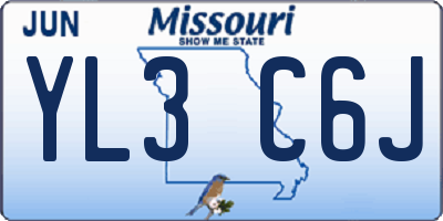 MO license plate YL3C6J