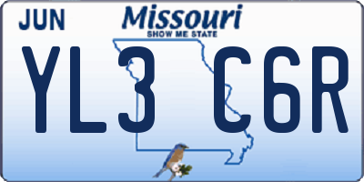 MO license plate YL3C6R