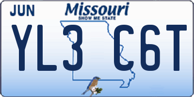 MO license plate YL3C6T