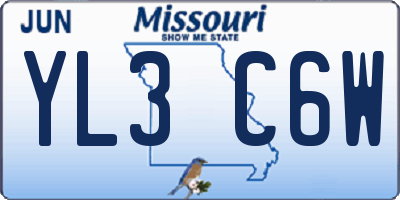 MO license plate YL3C6W