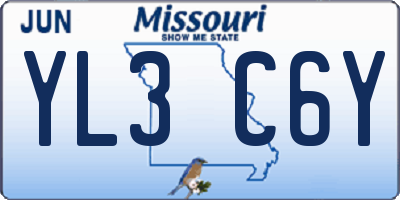 MO license plate YL3C6Y