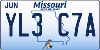 MO license plate YL3C7A