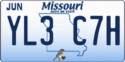 MO license plate YL3C7H
