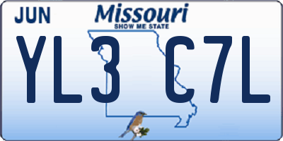 MO license plate YL3C7L