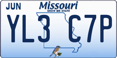 MO license plate YL3C7P