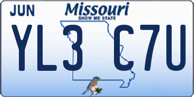 MO license plate YL3C7U
