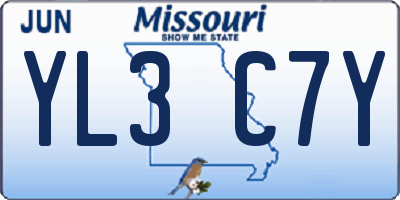 MO license plate YL3C7Y