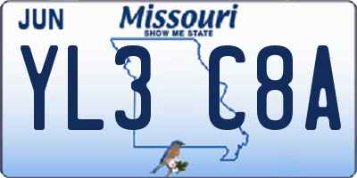 MO license plate YL3C8A