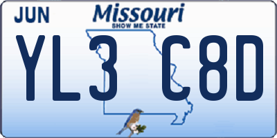 MO license plate YL3C8D