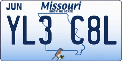 MO license plate YL3C8L