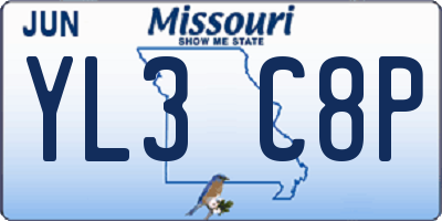 MO license plate YL3C8P