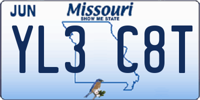 MO license plate YL3C8T