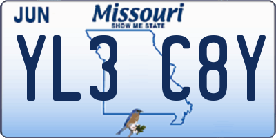 MO license plate YL3C8Y