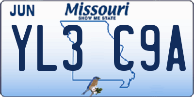 MO license plate YL3C9A