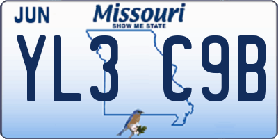 MO license plate YL3C9B