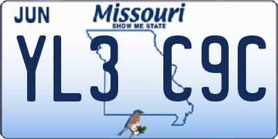 MO license plate YL3C9C