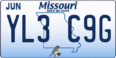 MO license plate YL3C9G