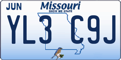 MO license plate YL3C9J
