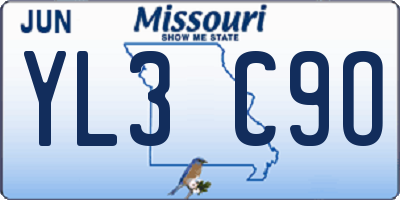 MO license plate YL3C9O