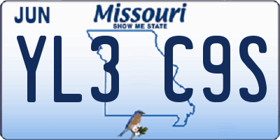 MO license plate YL3C9S